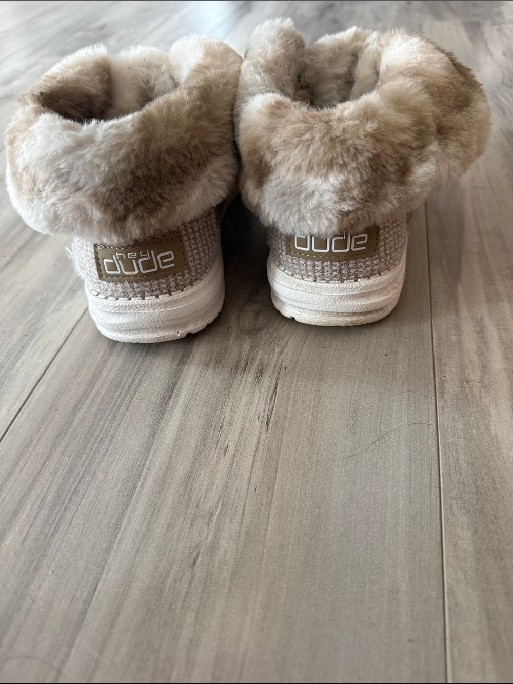 Hey Dude Taupe Faux-Fur Lined Lace-Up Sneakers - Picture 5 of 6